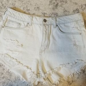 H&M frayed hem high waisted shorts